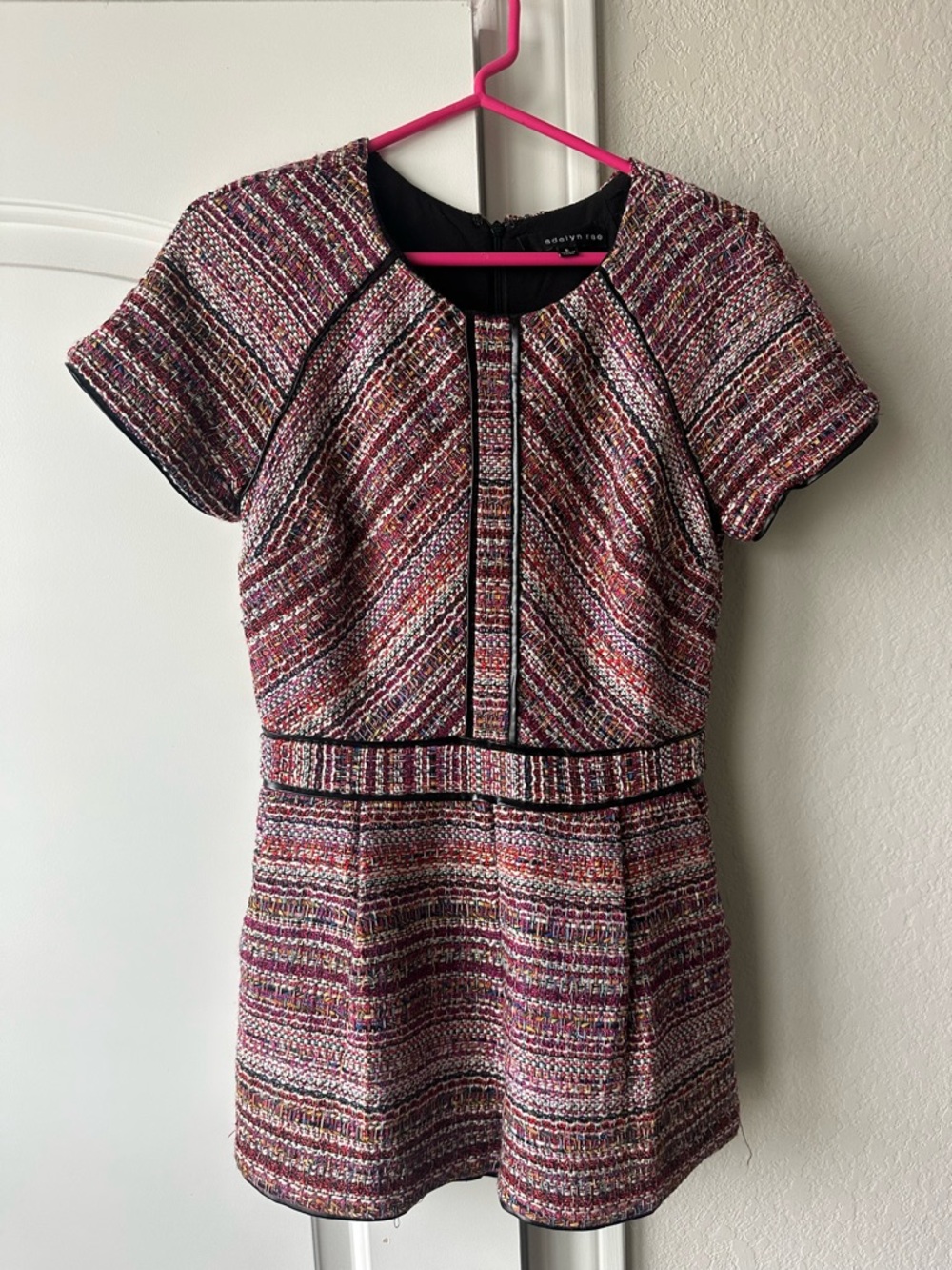 Adelyn Rae Pink Multi Tweed Short Sleeve Dress